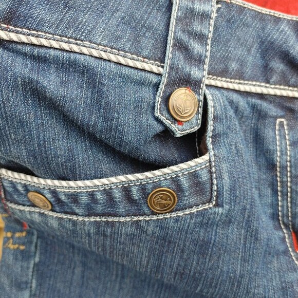 G Denim Nautical Capris Anchor Button Hardware and Striped Piping Size 9 - Picture 2 of 7